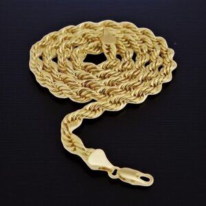 Unisex Heavy 8mm Rope Chain Necklace 14K Gold Plated 24" Jewelry